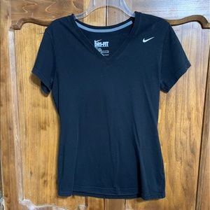 Nike Dri-Fit V-Neck T-Shirt - Black - Womens Medium